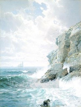  William Oil Painting - Purgatory Cliff scenery William Trost Richards